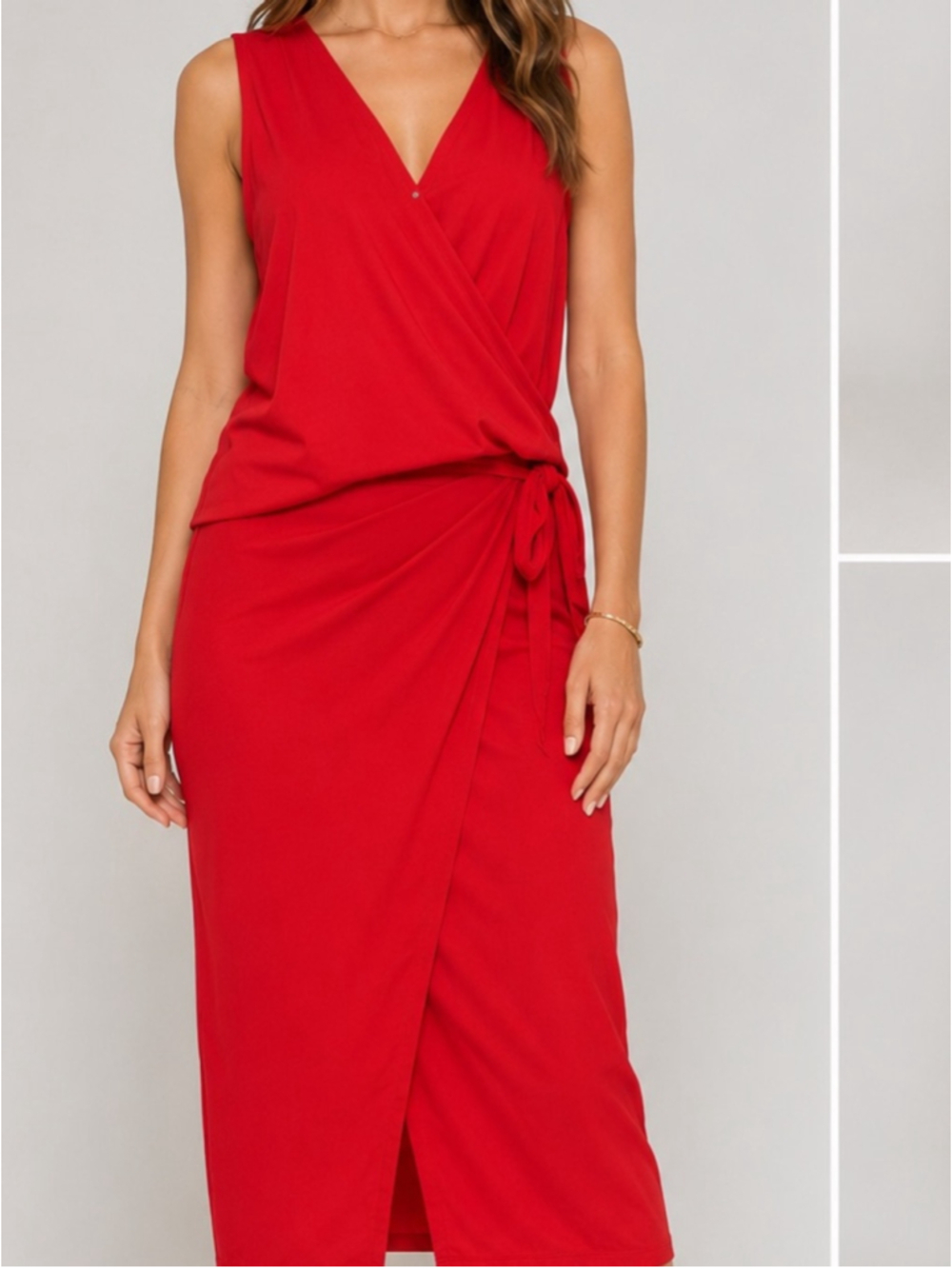 ADAY Red Wrap Skirt and top Two Piece Set Medium Minimalist Travel Capsule